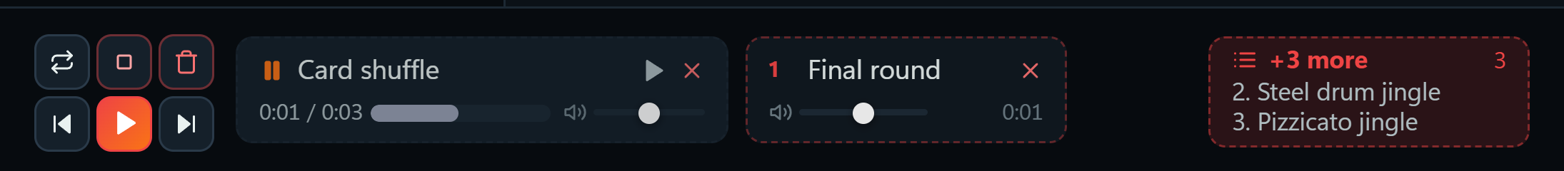 The Now Playing bar in the Lava theme, red to orange